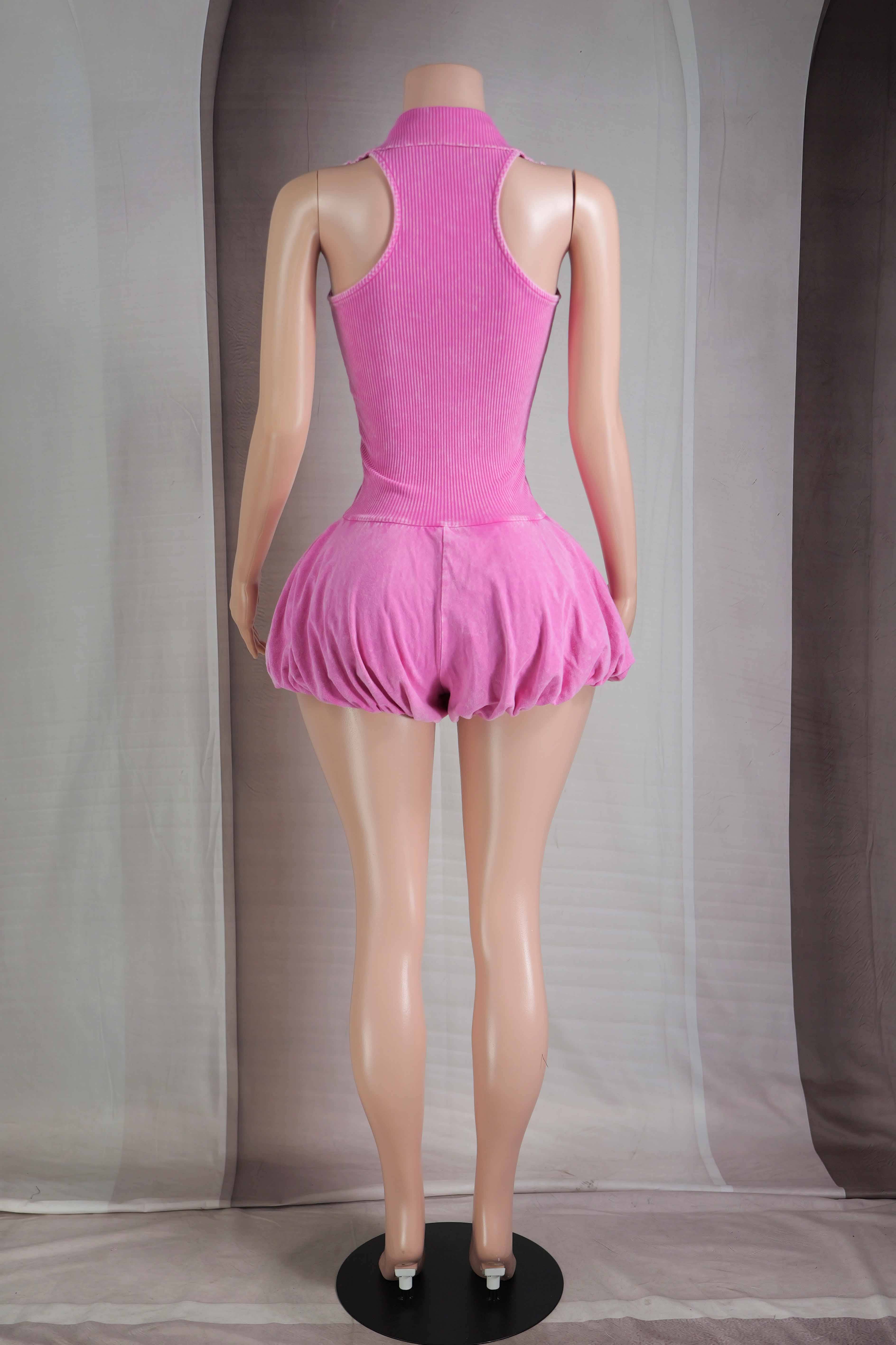 Dalia Studio - Wholesale Romper - Women's - MINERAL WASH SLEEVELESS ZIP UP BUBBLE ROMPER2