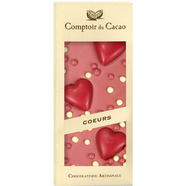 French Feast - Wholesale Chocolate Bar - Comptoir du Cacao Ruby chocolate bar hearts