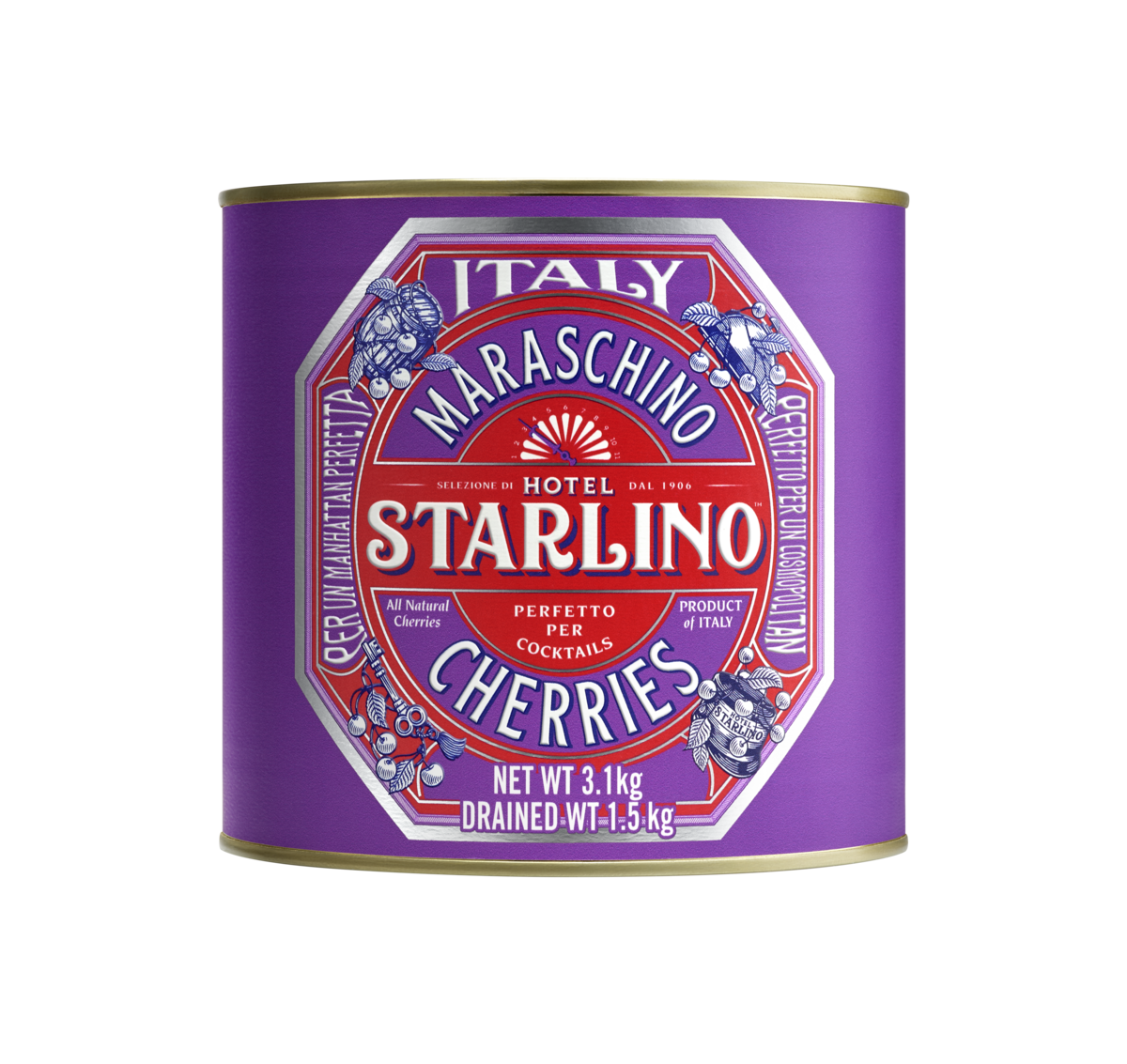 Hotel Starlino Italian Maraschino Cherries - Wholesale Preserves - Hotel Starlino Italian Maraschino Cherries 3kg Tin1