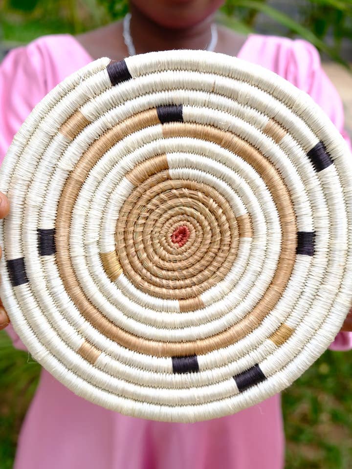 Mwiza Woven Trivet Flat Basket - Natural - Fair Trade for wholesale by Hands Producing Hope