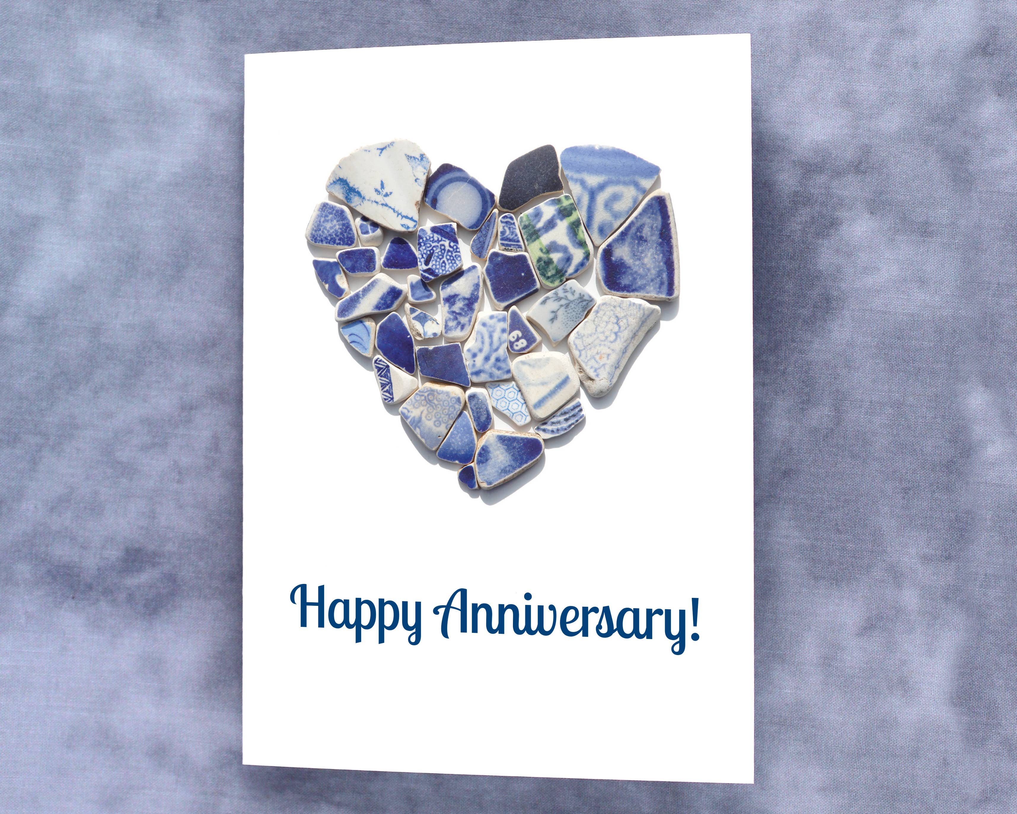 Beachcombing / Etched by the Sea - Wholesale Anniversary Card - Sea Pottery Heart Anniversary Card1