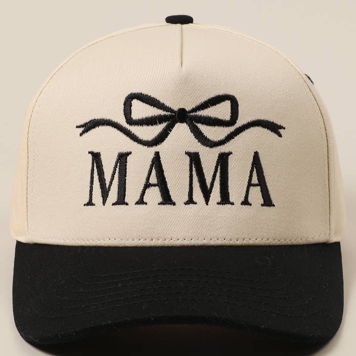 Fashion City - Wholesale Trucker Hat - Women's - MAMA Ribbon Embroidered Two-Tone Trucker Hat