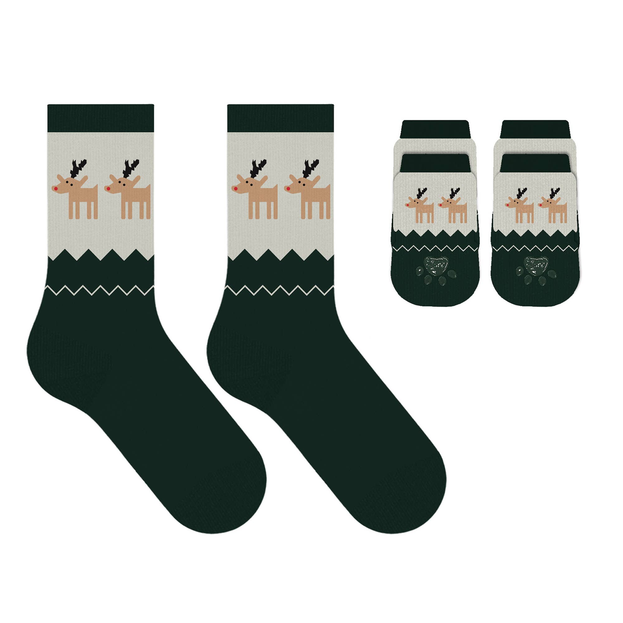 The American Gift Company (TAGCO) - Wholesale Pet Socks - Dog - Christmas 2025 Matching Pet & Human Fun Socks - Reindeer Run1