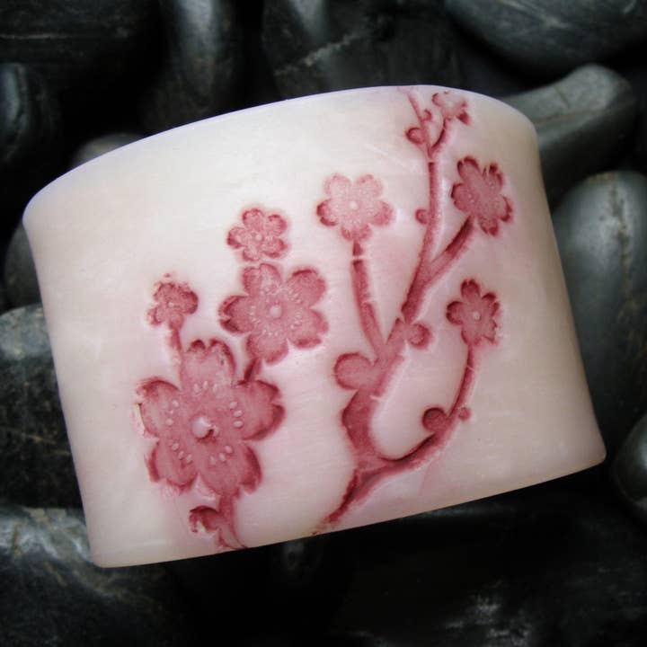 Tea House Designs – Engroshandel Manchetarmbånd – Rose Quartz Pink Cuff armbånd, asiatiske blomster blomster