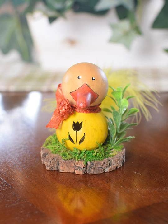 Gourde Dillard en forme de canard avec base en biscuit en bois pour la vente par Meadowbrooke Gourds