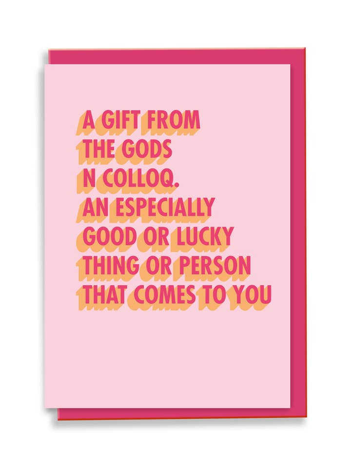Tarjeta con texto en inglés «A Gift From The Gods», color rosa, 3D Pop para venta al por mayor de A Gift From The Gods