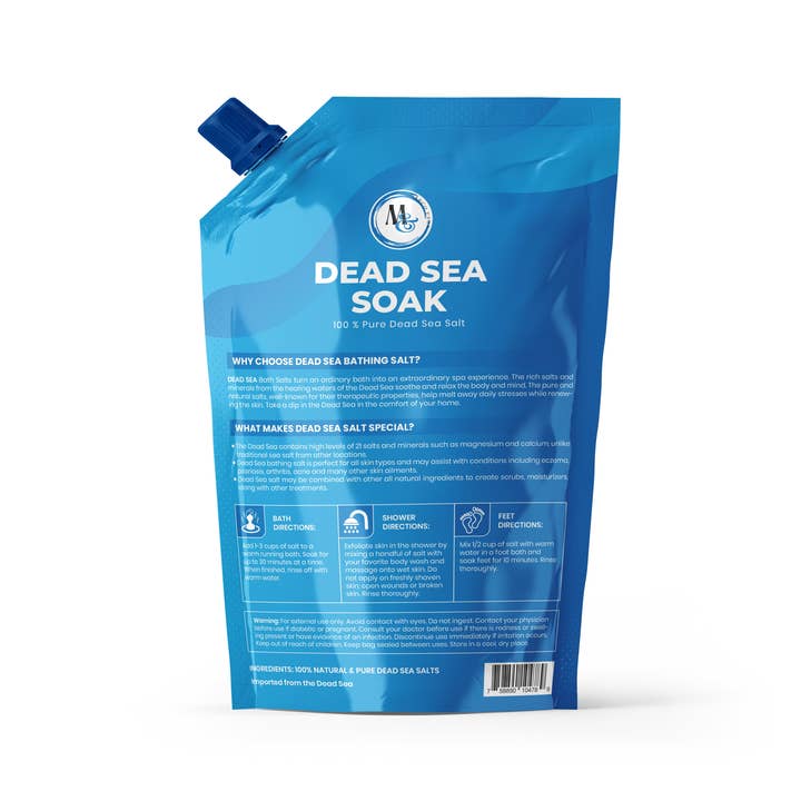 Marco Esra - Wholesale Bath Salts - Dead Sea Salts 2 lb. for Soaking, Mineral Salt for Bath, Spa, Shower – More Minerals Than Epsom Salt, Pure and Natural Bath Salt for Foot Soak, Fine Salt Mined from Dead Sea