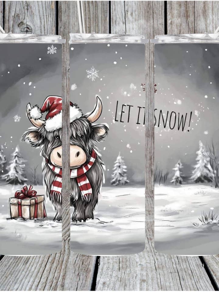 Christmas cow tumbler for wholesale by Eclectic Wallflower Boutique