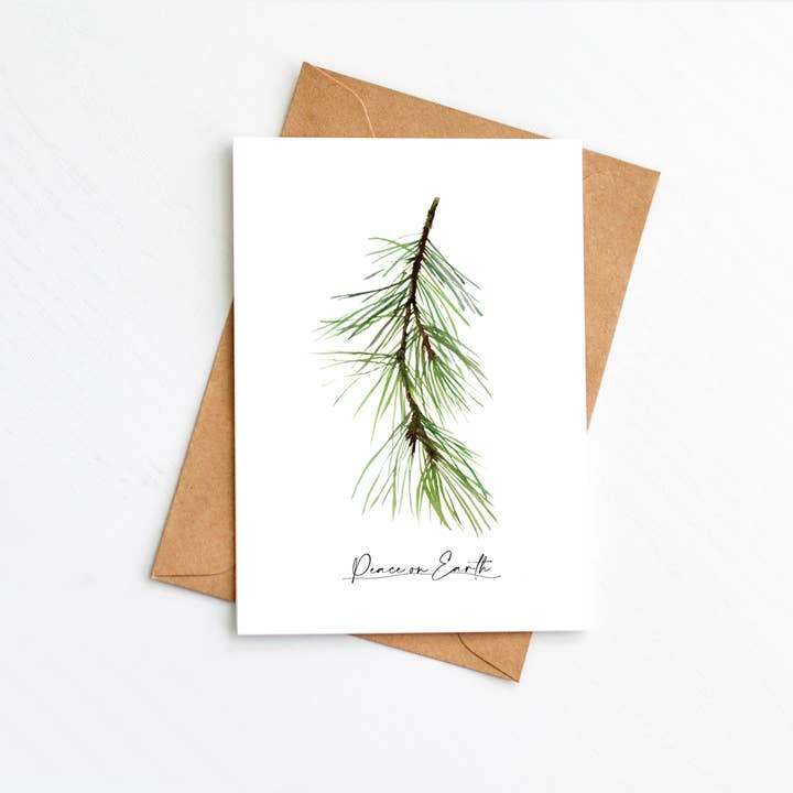 Holiday "Peace on Earth" Sprig Single A2 Card for wholesale by LaCott Fine Art