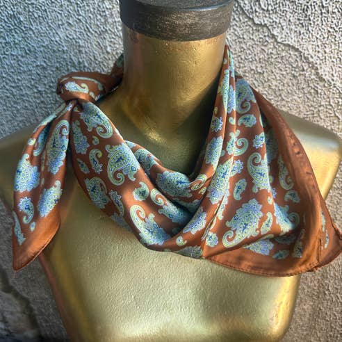 A Rare Bird Shop - Wholesale Scarf - Women's - Rust Turquoise Paisley Wild Rag