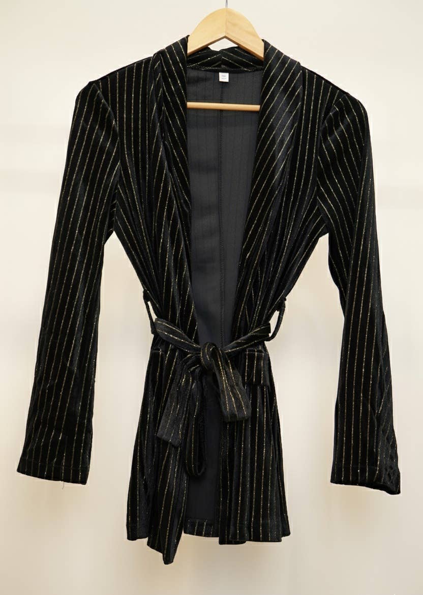 Noir Veste velours avec rayure en dorée - I12974 en vente sur Faire1