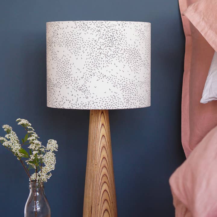 Starlings Bird Grey Table Lampshade for wholesale by Lume Lighting