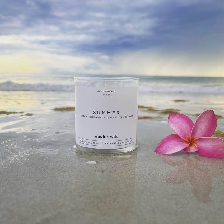 Wash and Wik - Wholesale Jar/Filled Candle - Summer Soy Wax Candle | Tropical Candle | Bamboo - 1 Wick5