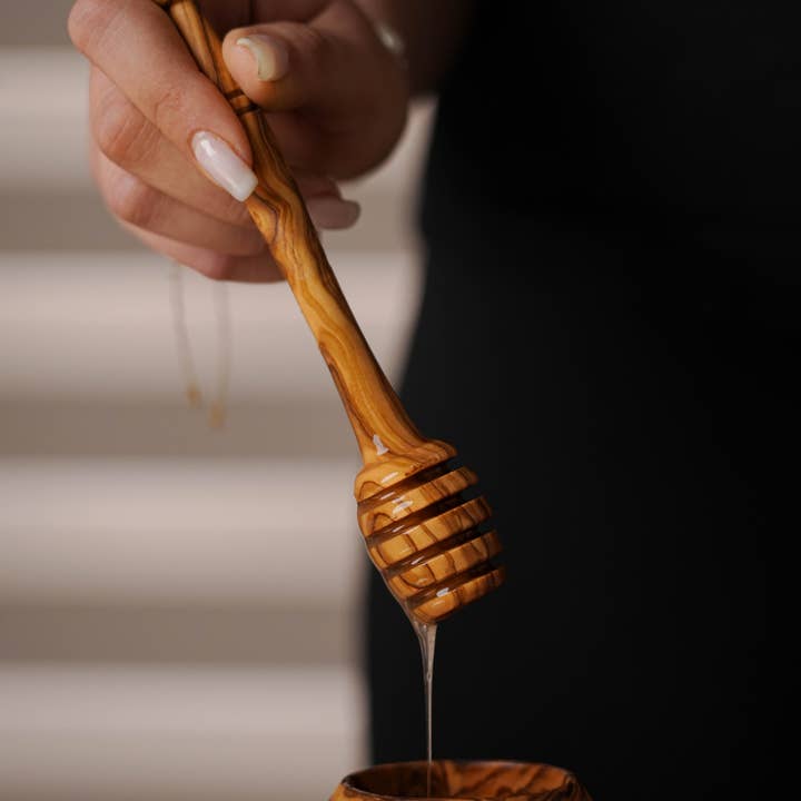 Handcrafted Olivewood - Wholesale Honey Pot - HONEY JAR & DIPPER8