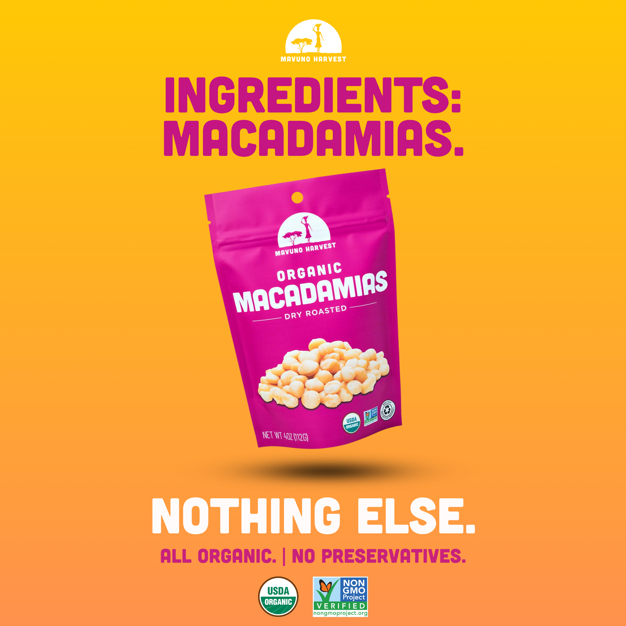 Mavuno Harvest Organics - Wholesale Nuts - Organic Dry Roasted Macadamias, 6-pack case3