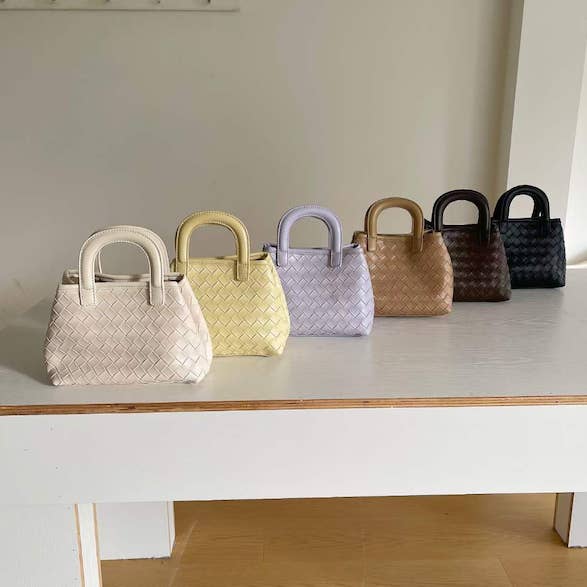 Pretty Persuasions - Wholesale Top Handle Bag - Women's - P24073 Mini Woven Top-Handle Crossbody Bag w/Cosmetic Pouch6