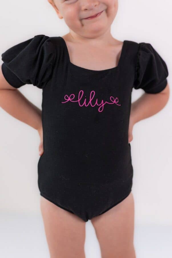 Cheeky Plum - Wholesale Leotard - Kids - Puff Sleeve Leotard - Black Magic6
