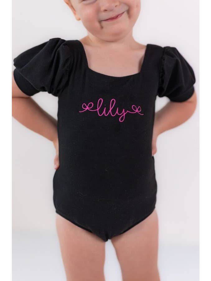 Cheeky Plum - Wholesale Leotard - Kids - Puff Sleeve Leotard - Black Magic6