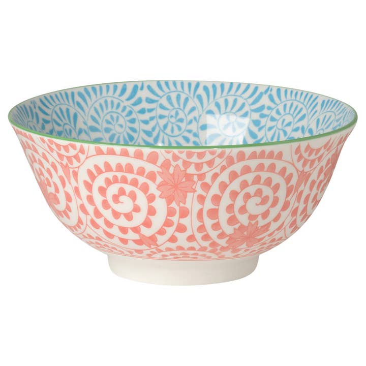 Orange and Blue Swirls Stamped Bowl 6 Inch for wholesale by Danica Brands