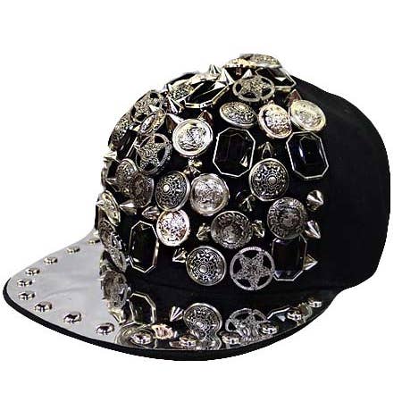 Cap Zone - Wholesale Flat Brim Cap - Unisex - Punk Rock Heavy Metal Studded Snapback