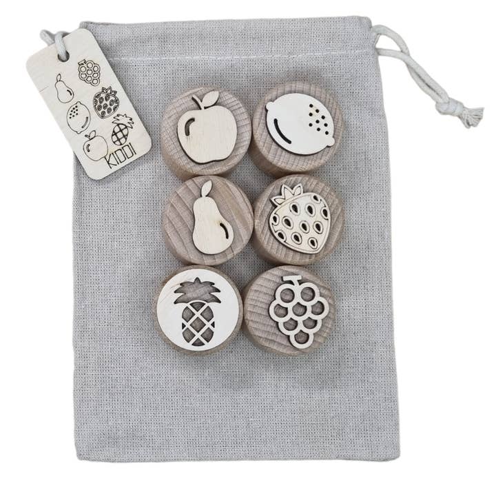 Holzstempelset Obst für den Großhandel von Kiddi