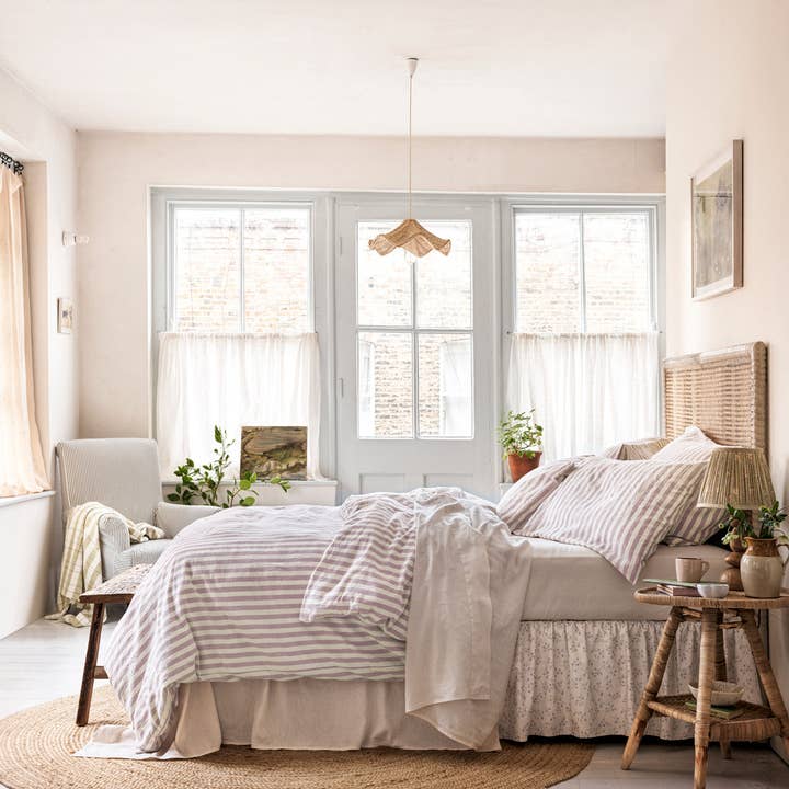 Piglet in Bed USA - Wholesale Duvet Cover - Elderberry Pembroke Stripe Linen Blend Duvet Cover1