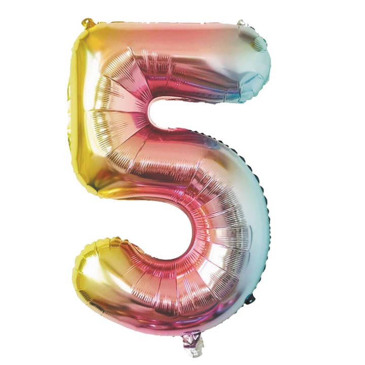 NUMBER 5 MYLAR BALLOON PASTEL IRIDESCENT 86CM for wholesale by Tim&Puce Factory