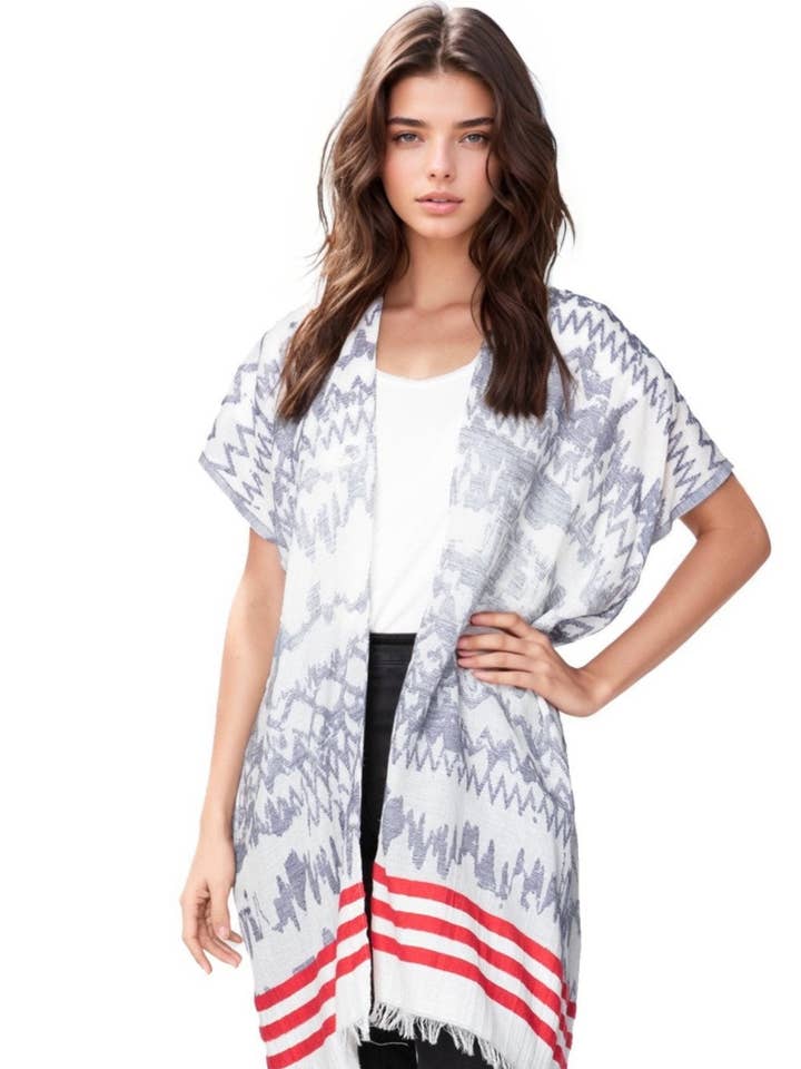 Crestone Peak Jacquard Woven Fabric Kimono Coverup for wholesale by Subtle Luxury