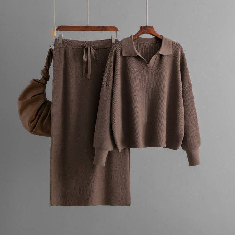 Marayn – Engroshandel Top- og nederdelsæt - Dame – Oversized strikket sæt med nederdel - Chic og cozy efterårsmode 20252