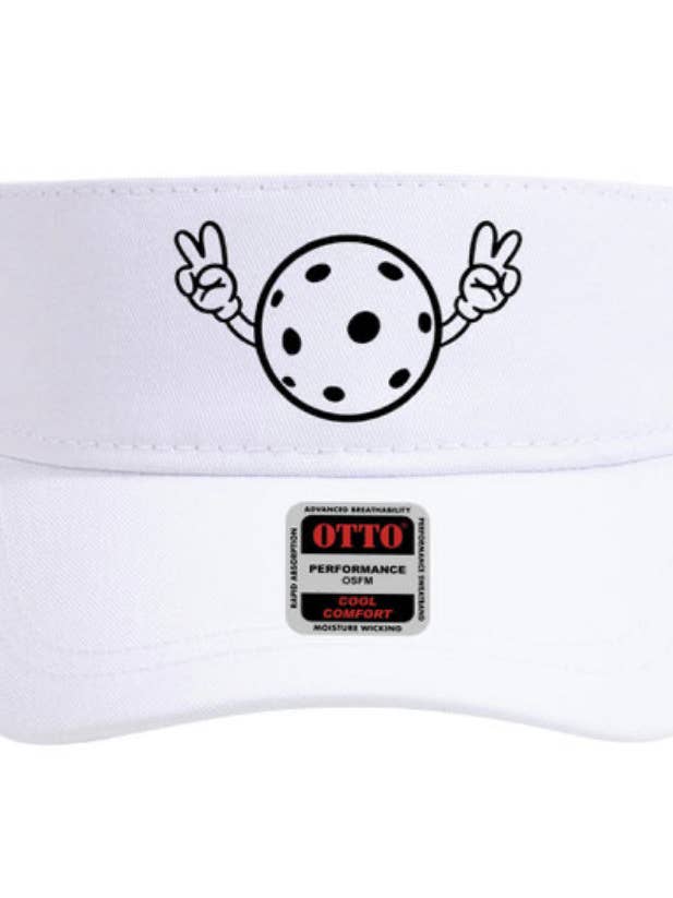 Visière blanche « Peaches » the Peace Sign Pickleball (UPF 50+) pour la vente par B6B clothing and apparel