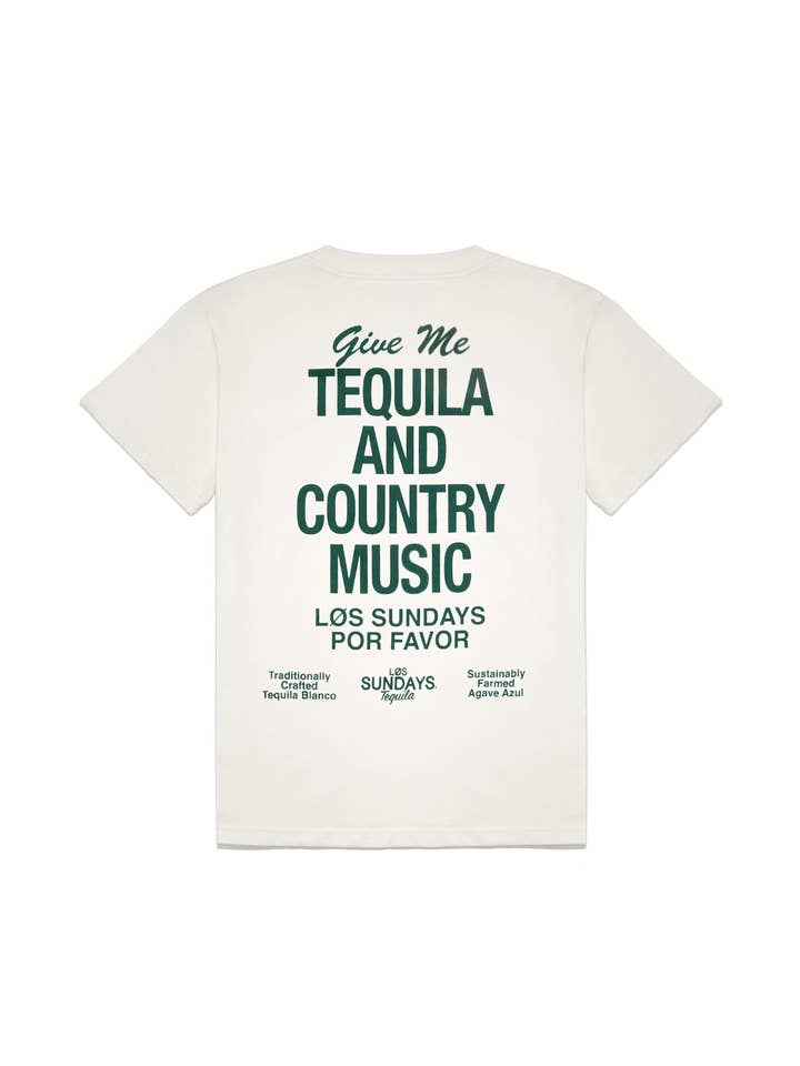 The Tequila & Country Music Tee - Blanc White/Green for wholesale by Los Sundays Tequila