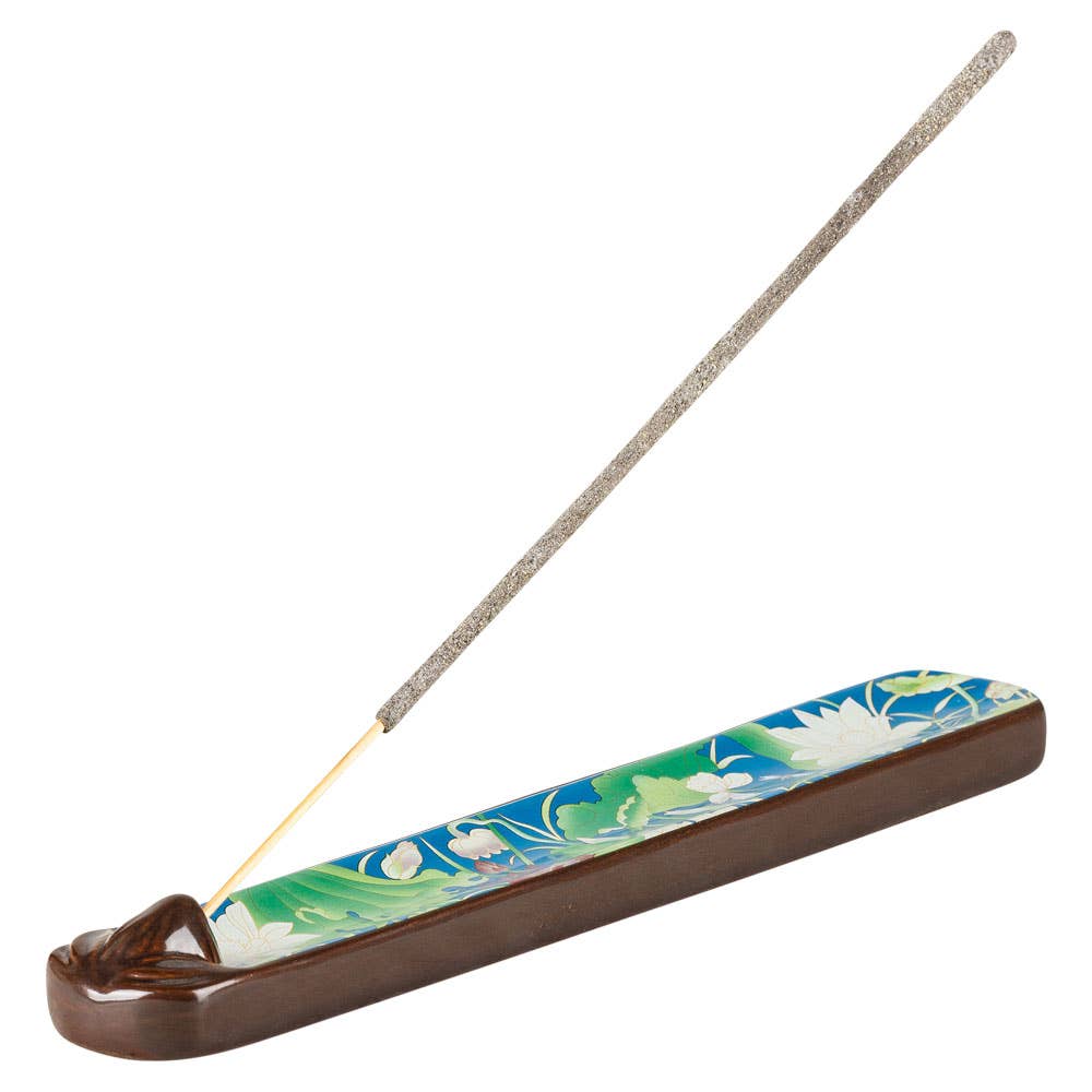Benjamin International - Wholesale Incense Holder - CERAMIC INCENSE BURNER WITH LOTUS FLOWERS2