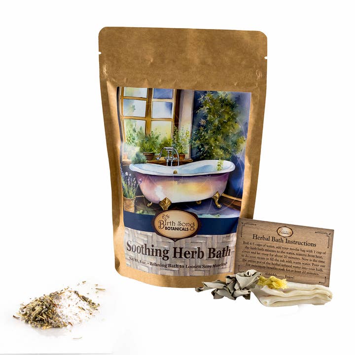 Soothing Herbal Stress Relief Bath 16 oz. for wholesale by Birth Song Botanicals Co.