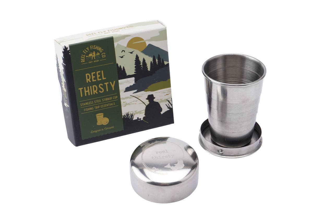 CGB Giftware – wholesale Drinking glass/cup – Reel Fly Fishing Co. 'Reel Thirsty' Stirrup Cup1