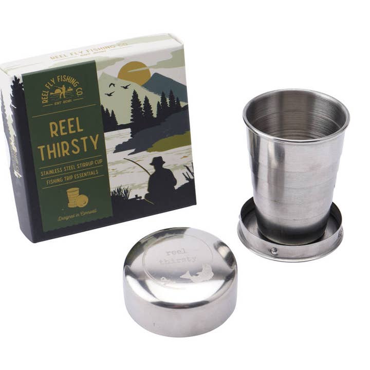 CGB Giftware – wholesale Drinking glass/cup – Reel Fly Fishing Co. 'Reel Thirsty' Stirrup Cup1
