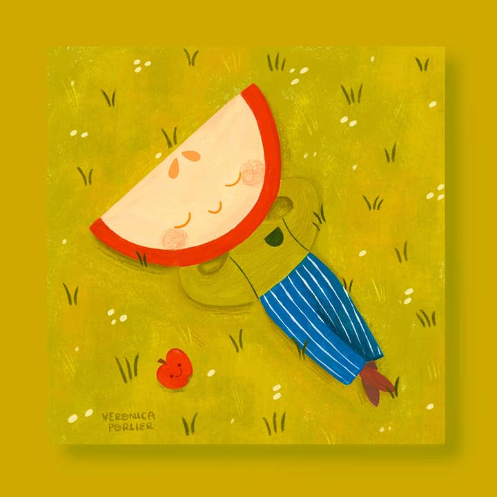 Apple Gouache Print for wholesale by Veronica Porlier Illustrations