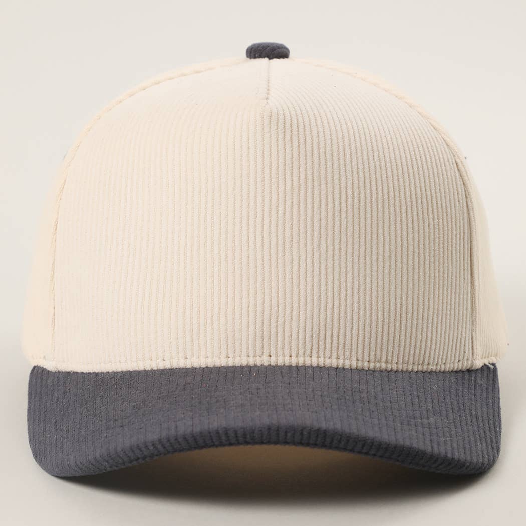 Fashion City - Wholesale Baseball Cap - Unisex - Plain Two Tone Corduroy 5 Panel Trucker Hat46