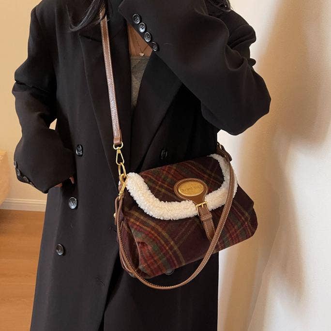 MKS America - Wholesale Crossbody Bag - Women's - Christmas tweed plush crossbody bag3
