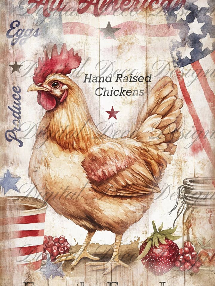 All American Chicken N051 for wholesale by Digital Deco Designs