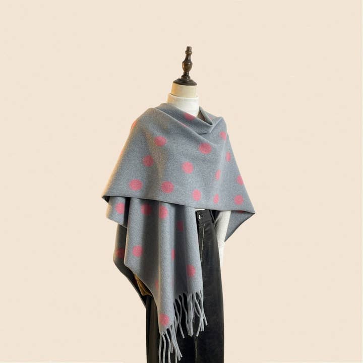 ACCITY - Wholesale Poncho - Women's - Polka Dot Tassel Shawl Women Vintage WinterCape_CWOCASL000926