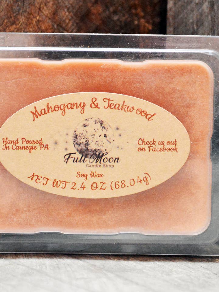 Mahogany & Teakwood Wax Melt 2.4oz for wholesale by Full Moon Candle Shop
