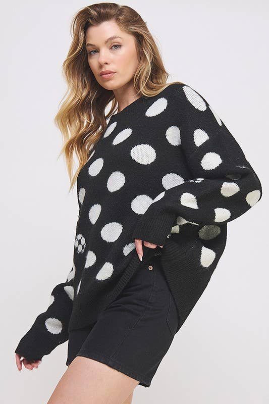 JADE BY JANE - Wholesale Knit Sweater - Women's - POLKA DOT/SOCCER BALL LONG SLEEVE KNIT SWEATER5
