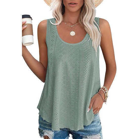 Lovesoft - Wholesale Tanktop - Dames - Dames zomerse losvallende mouwloze top met ronde hals13