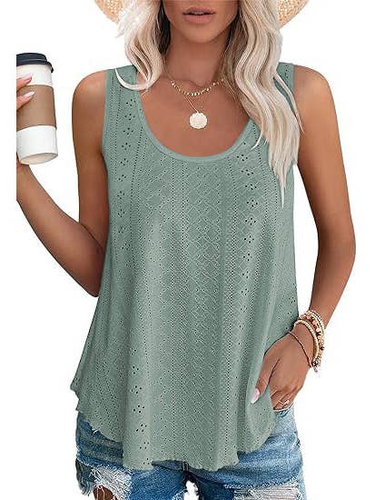 Lovesoft - Wholesale Tanktop - Dames - Dames zomerse losvallende mouwloze top met ronde hals13