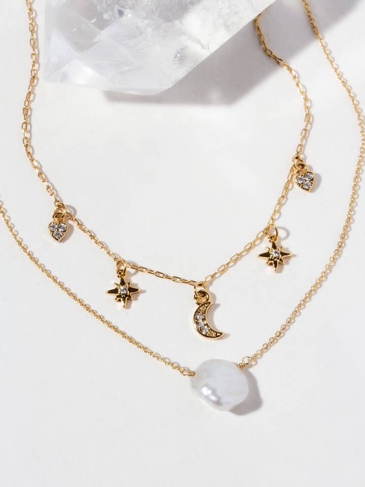 Solar Glow Keishi Pearl Necklace Set for wholesale by Luna Norte