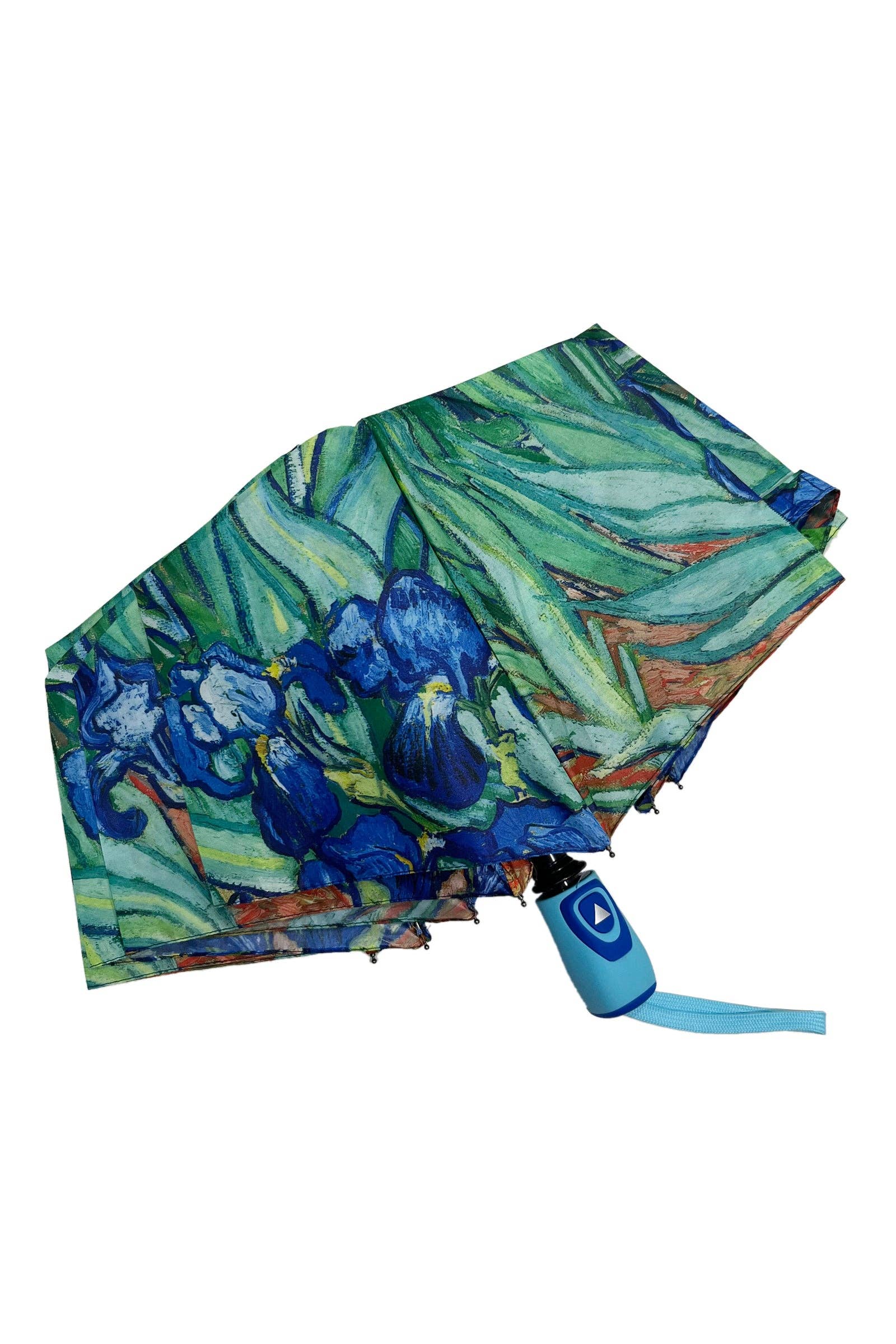 Blauw Paraplu met Van Gogh Irissen-print (kort) voor groothandel op Faire2