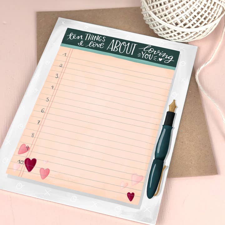 Carte souvenir Ten Things I Love You pour la vente par The Little Posy Print Company