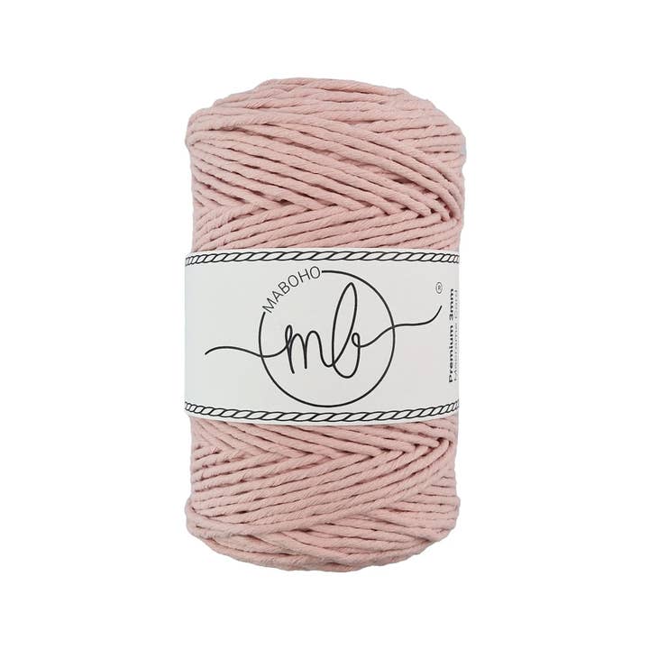 Maboho - 3 mm PINK premium recycled macrame yarn, 150 m for wholesale by Makramee Manufaktur
