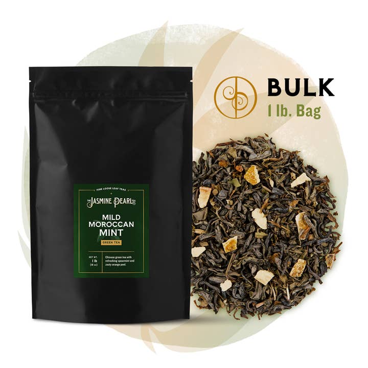 Mild Moroccan Mint Green Tea BULK for wholesale by The Jasmine Pearl Tea Company