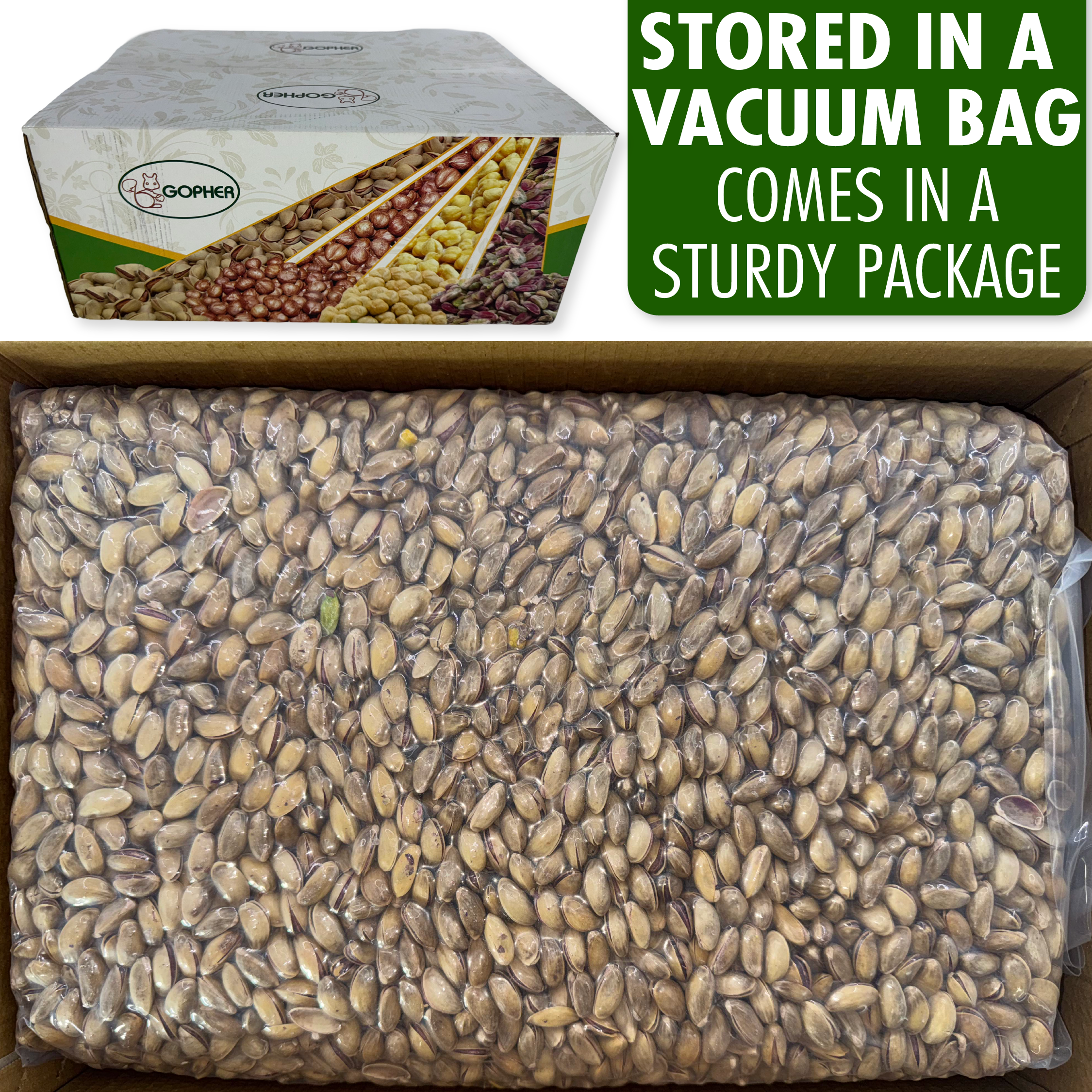 Hakan - Wholesale Nuts - Hakan Antep Pistachio, In Shell or Kernel in Vacuum Bag,22lb1